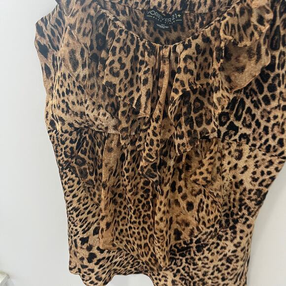 Forever 21 Animal Print Ruffle Tank Blouse Size 2X - Picture 3 of 6